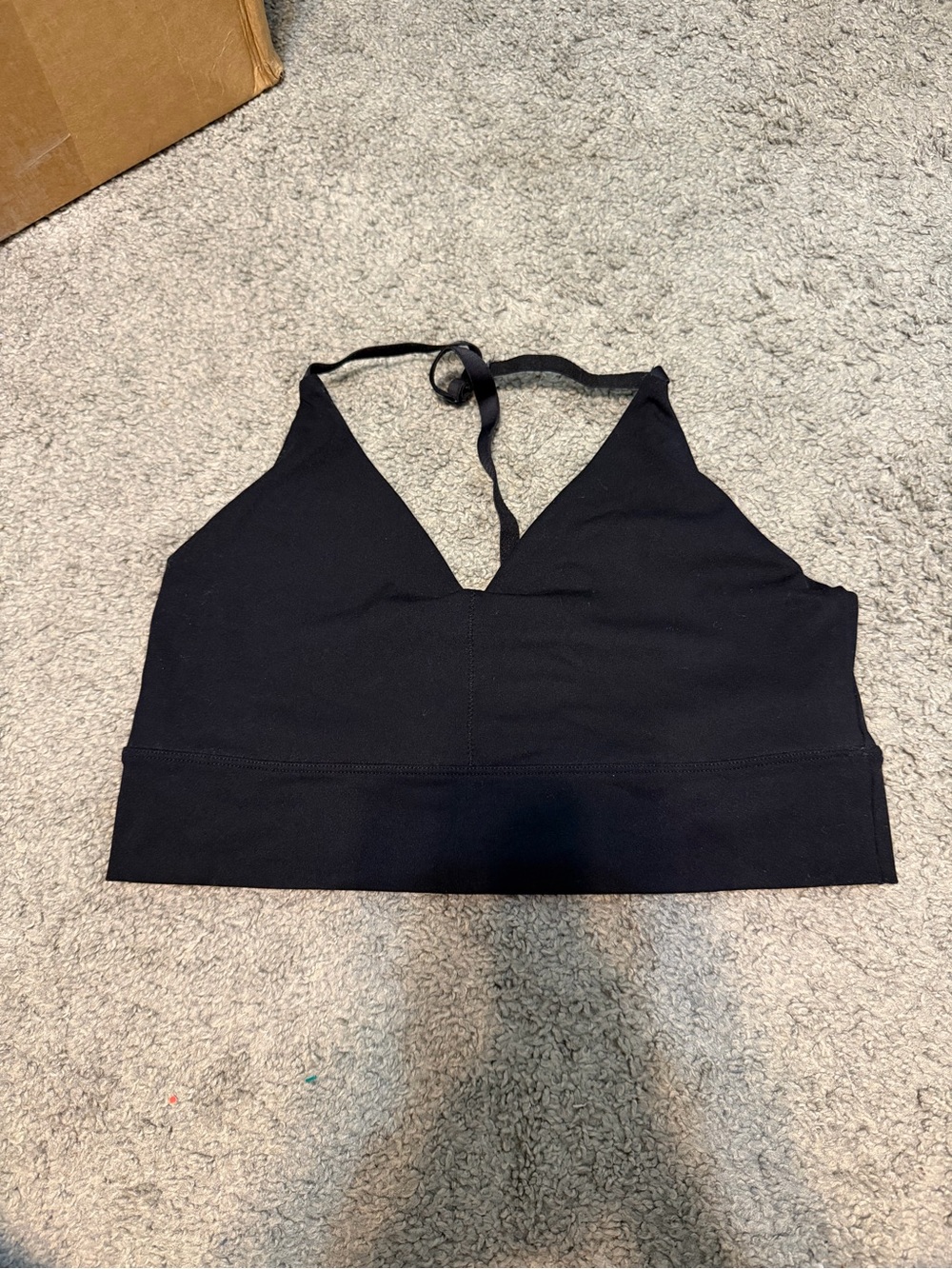 Alphalete Black Deep V Halter Bralette